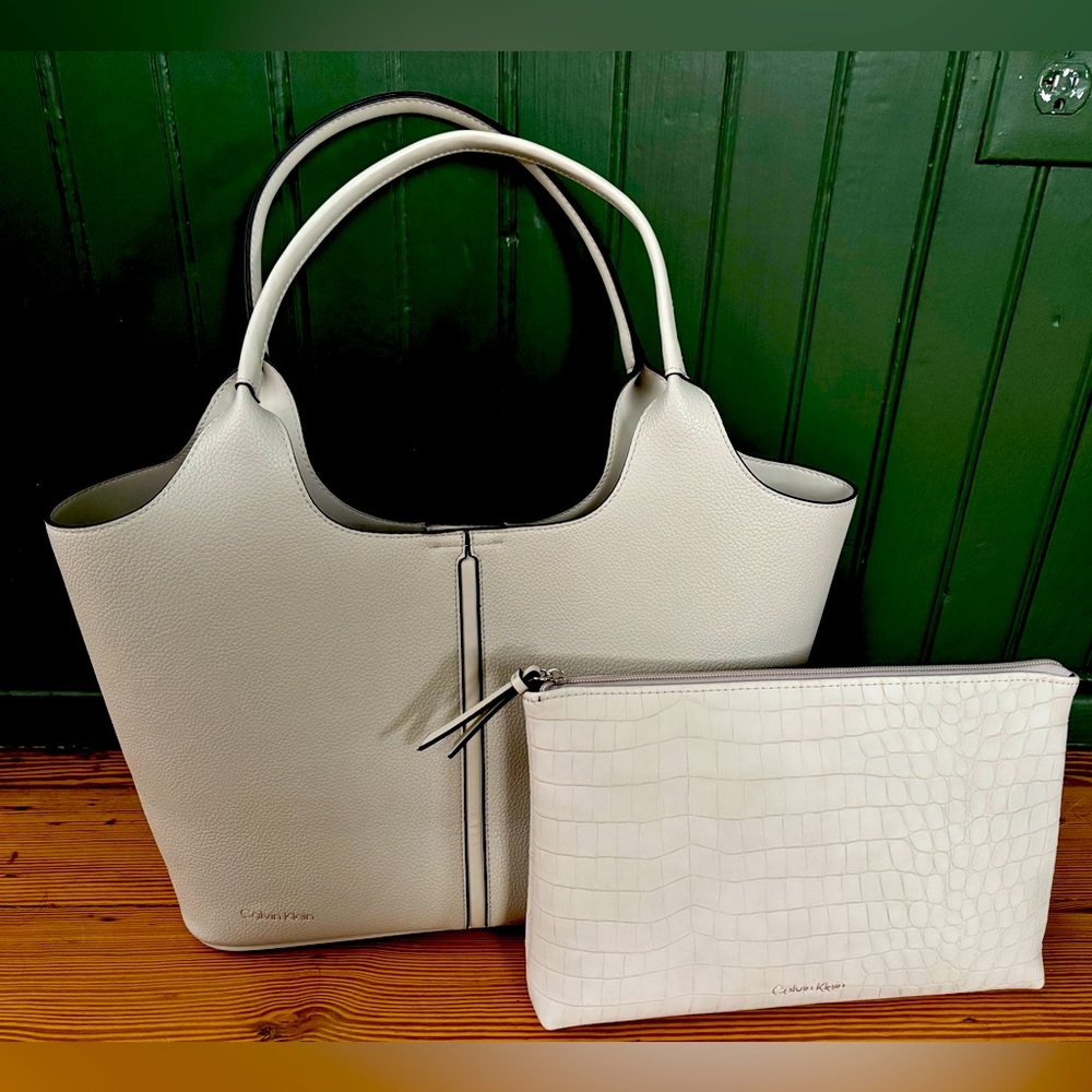 Calvin Klein White Tote Bag with Double Handles